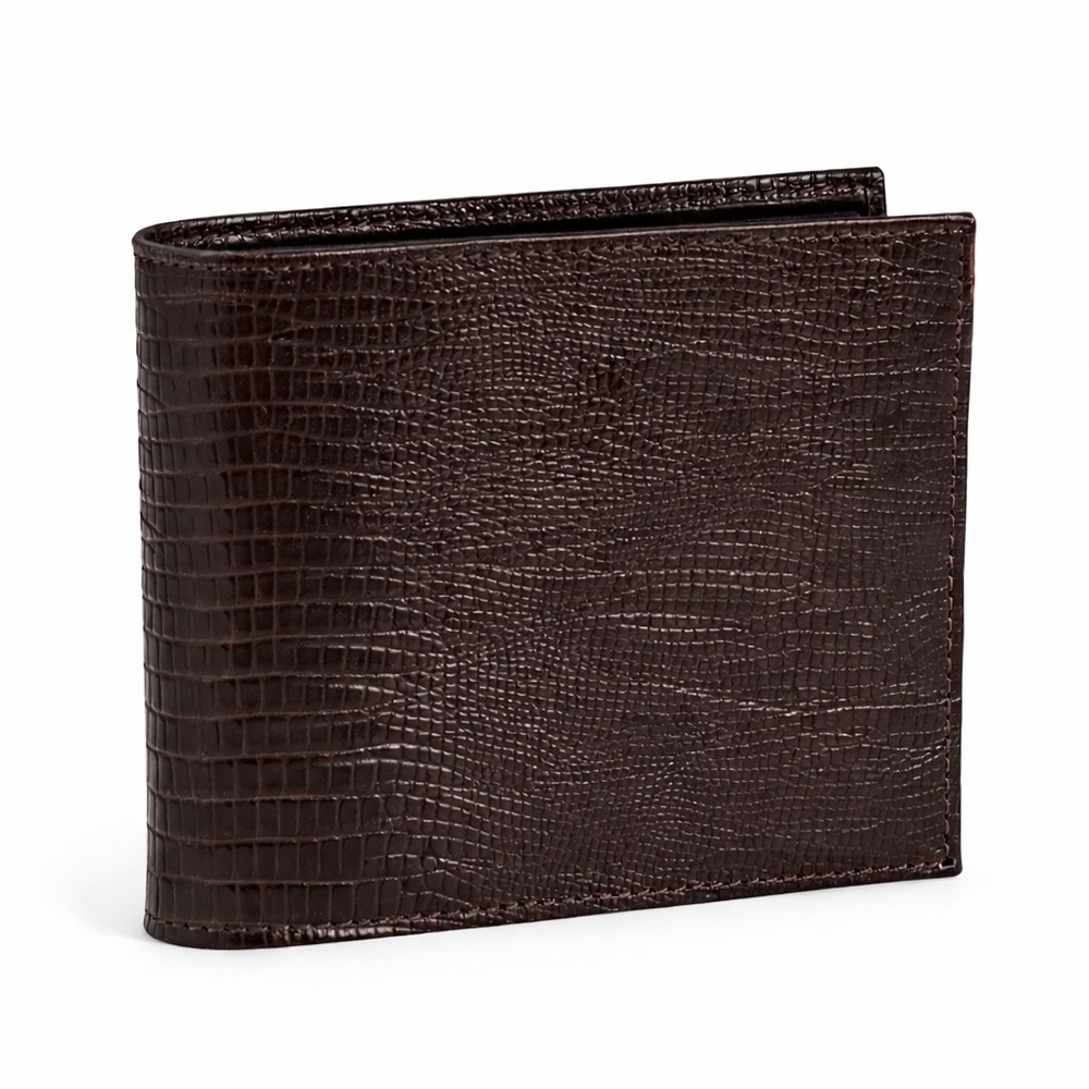 Prince Gardner Brown Embossed Leather Bi-Fold Wallet | ID Window | Vintage